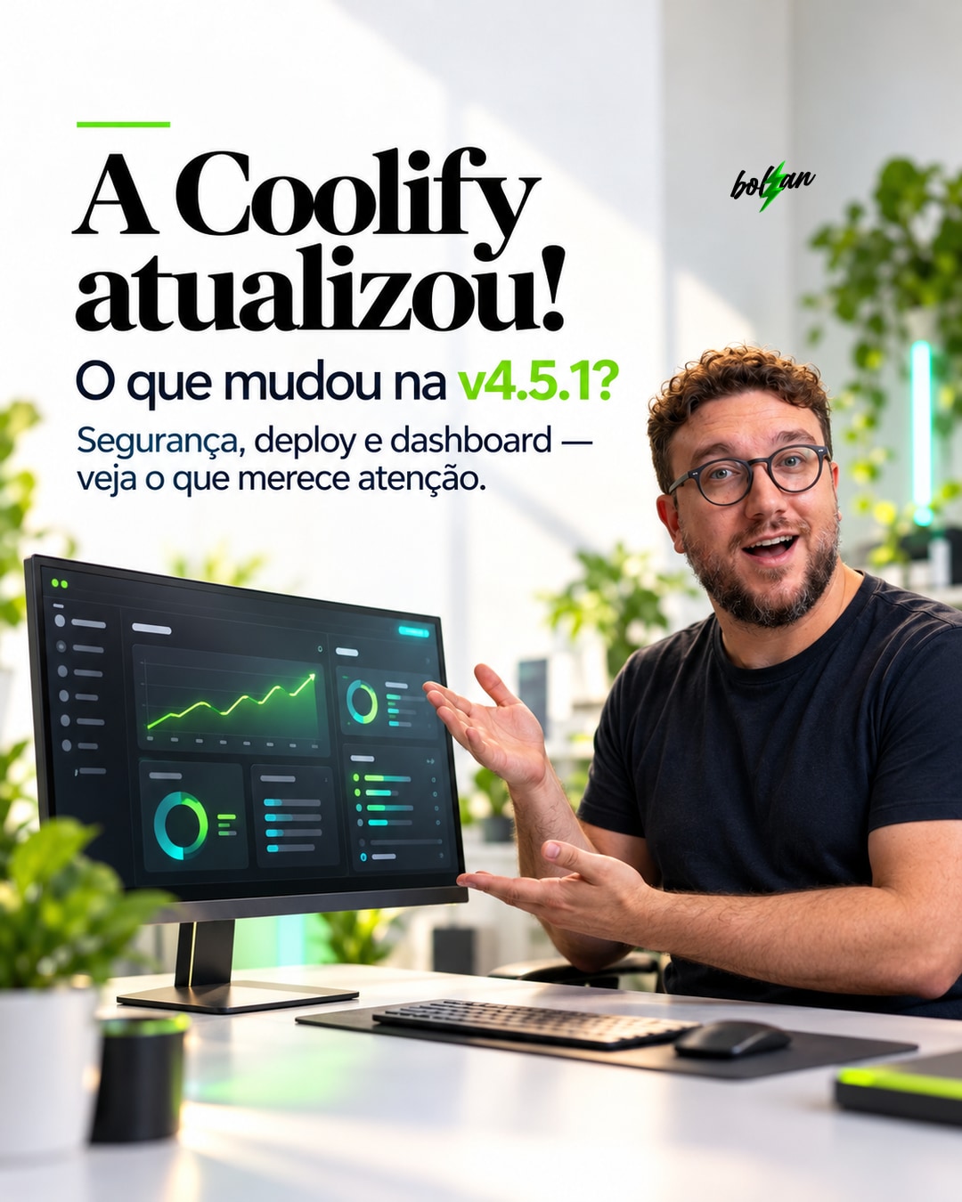 Slide 1 de 10: atualização da Coolify